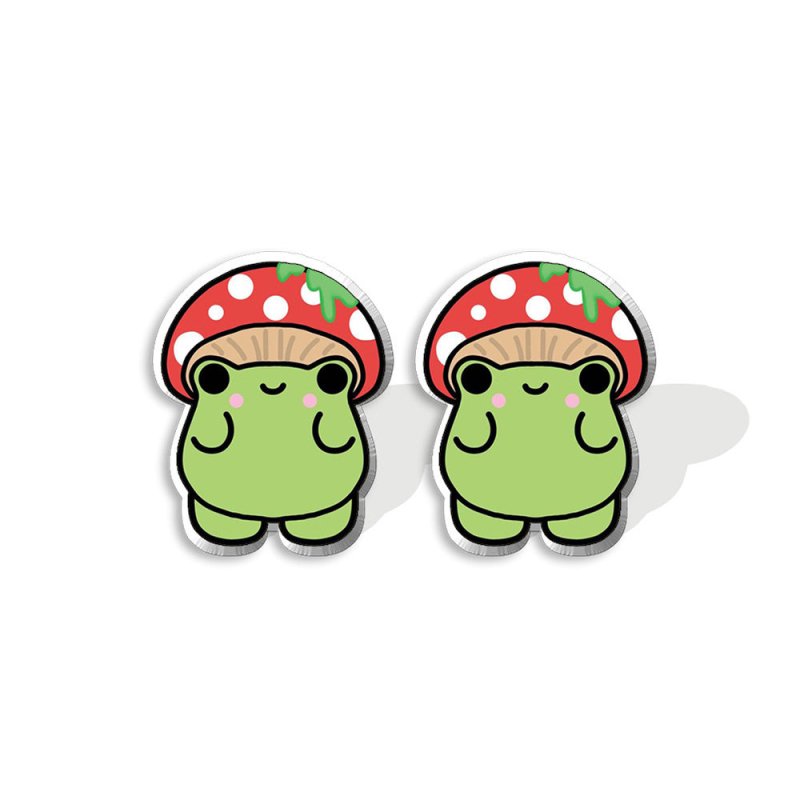 Mushroom Earrings - Cute Frog Mushroom Acrylic-Jewearrings