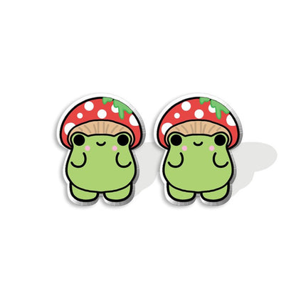 Mushroom Earrings - Cute Frog Mushroom Acrylic-Jewearrings