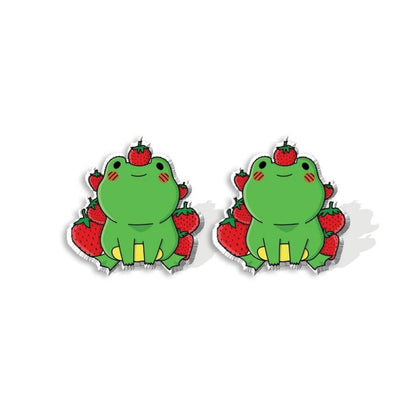 Mushroom Earrings - Cute Frog Mushroom Acrylic-Jewearrings