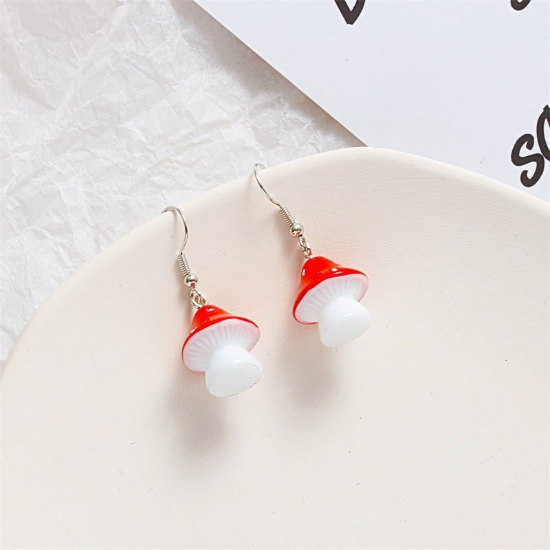 Mushroom Earrings Cute Polka Dot Alloy Earrings-Jewearrings