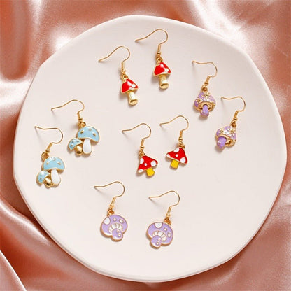 Mushroom Earrings Cute Polka Dot Alloy Earrings-Jewearrings