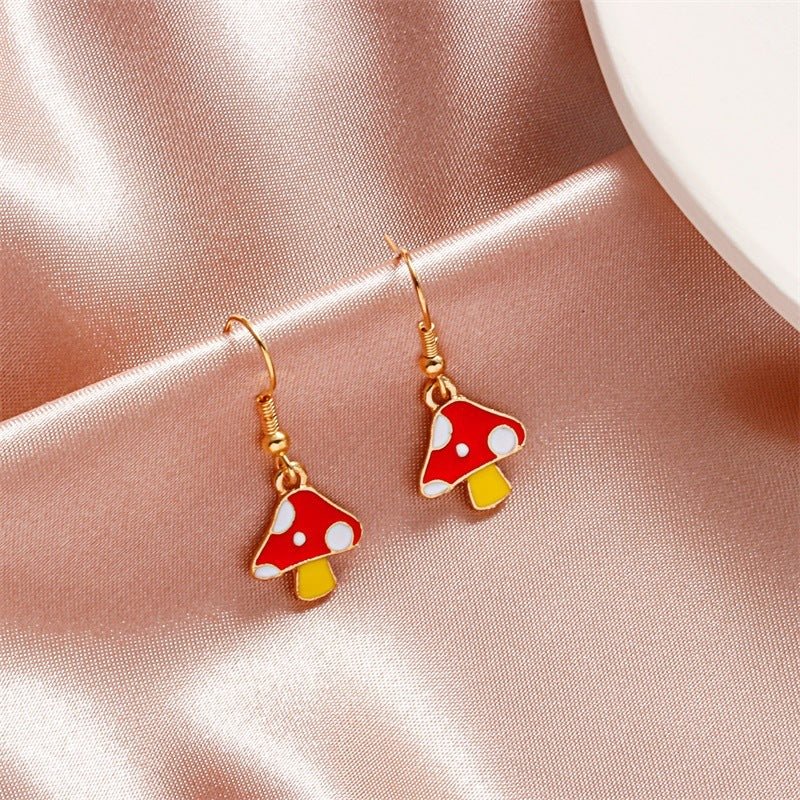 Mushroom Earrings Cute Polka Dot Alloy Earrings-Jewearrings