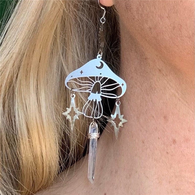 Mushroom Earrings Cutout Bohemian Ear Hooks-Jewearrings