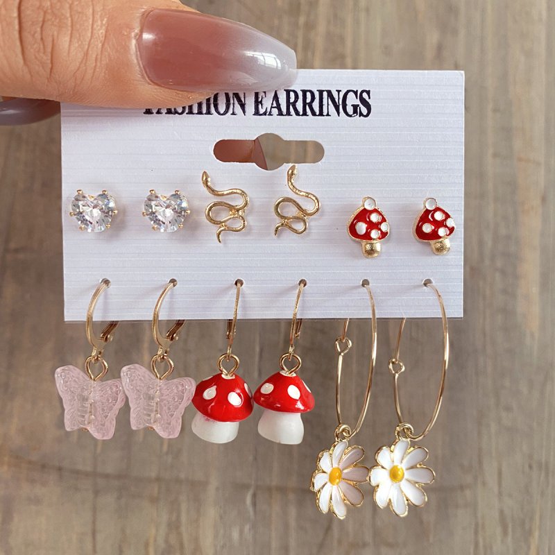 Mushroom Earrings Fashion Creative Flower-Jewearrings