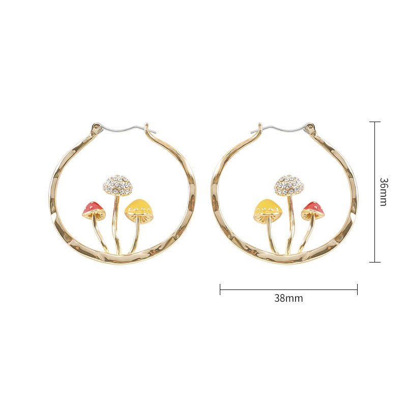 Mushroom Earrings Gold Drop Earrings-Jewearrings