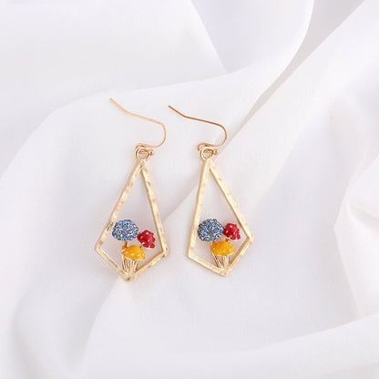 Mushroom Earrings Gold Drop Earrings-Jewearrings