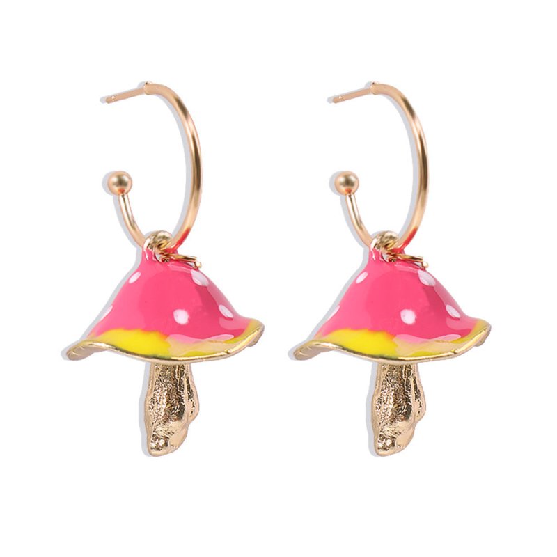 Mushroom Earrings Gold Drop Earrings-Jewearrings