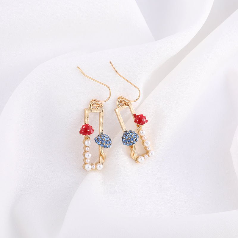 Mushroom Earrings Gold Drop Earrings-Jewearrings