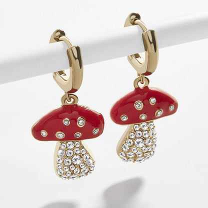 Mushroom Earrings - Mushroom oil drop diamond-Jewearrings