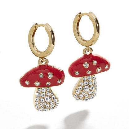 Mushroom Earrings - Mushroom oil drop diamond-Jewearrings