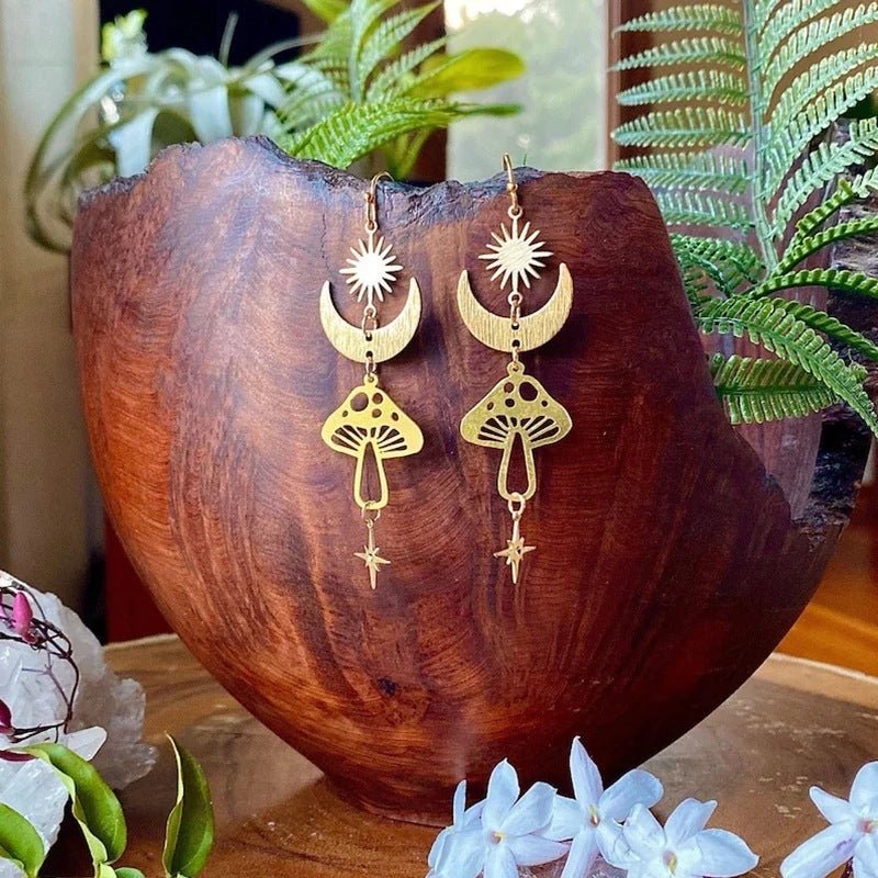 Mushroom Earrings Pendant Necklace-Jewearrings