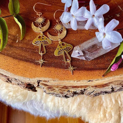 Mushroom Earrings Pendant Necklace-Jewearrings