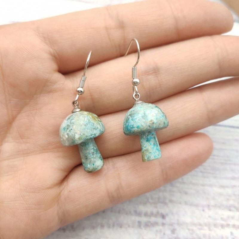 Mushroom Earrings Personalized Natural Stone Earrings-Jewearrings