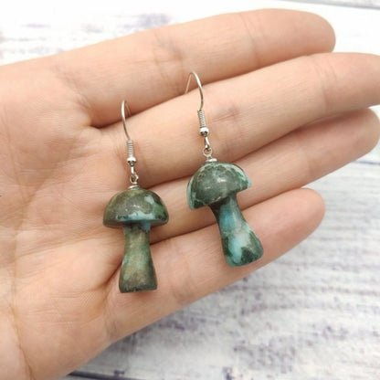 Mushroom Earrings Personalized Natural Stone Earrings-Jewearrings