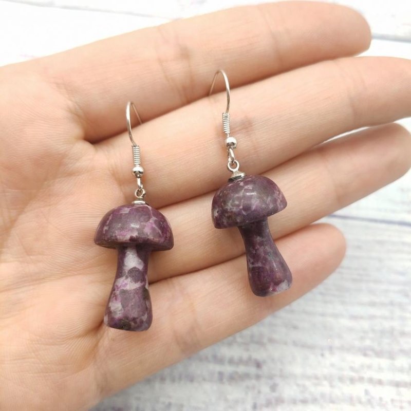 Mushroom Earrings Personalized Natural Stone Earrings-Jewearrings