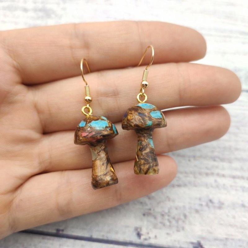 Mushroom Earrings Personalized Natural Stone Earrings-Jewearrings