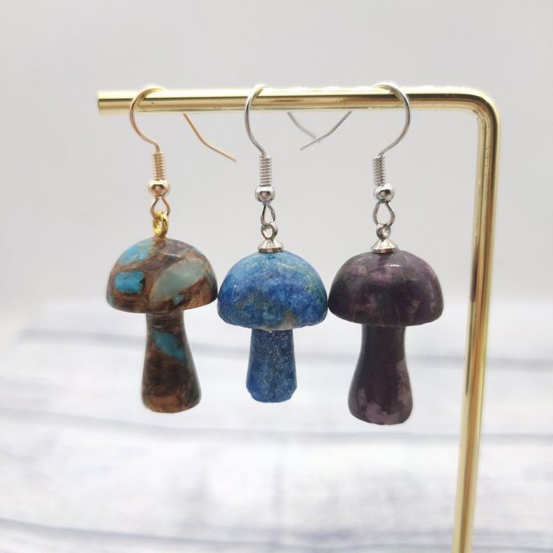 Mushroom Earrings Personalized Natural Stone Earrings-Jewearrings