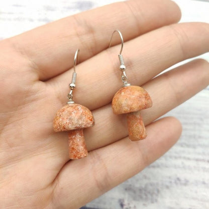 Mushroom Earrings Personalized Natural Stone Earrings-Jewearrings