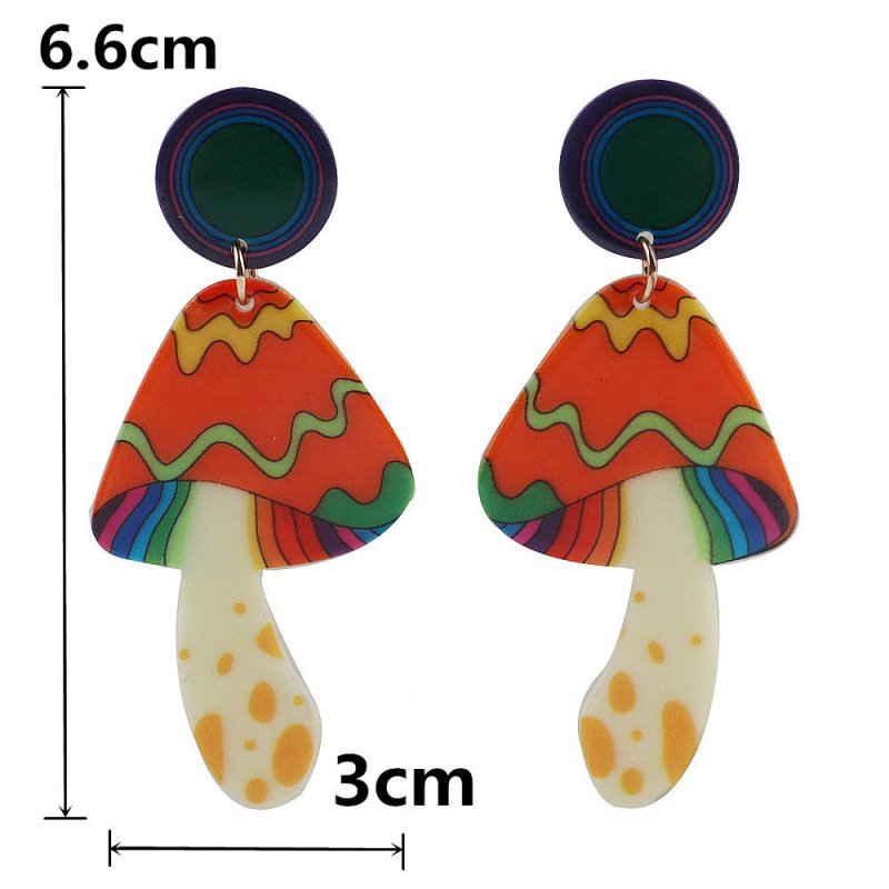 Mushroom Earrings Rainbow Floral Earrings-Jewearrings