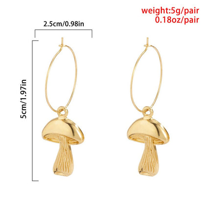 Mushroom Earrings Retro Alloy Pendant-Jewearrings