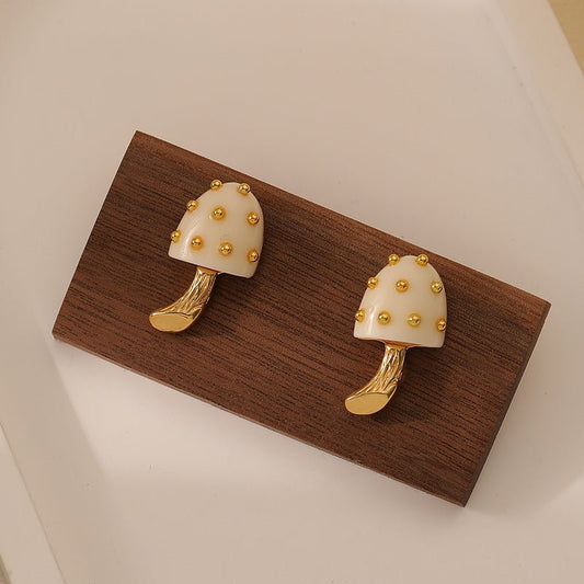 Mushroom Earrings - Retro Mushroom Stud-Jewearrings