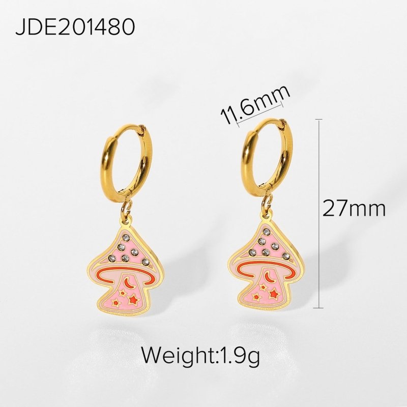 Mushroom Earrings Stainless Steel Set Earrings-Jewearrings