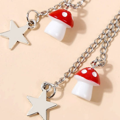 Mushroom Earrings Star Chain Earrings-Jewearrings