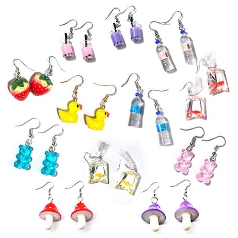 Mushroom Earrings Strawberry Milk Tea Bear-Jewearrings