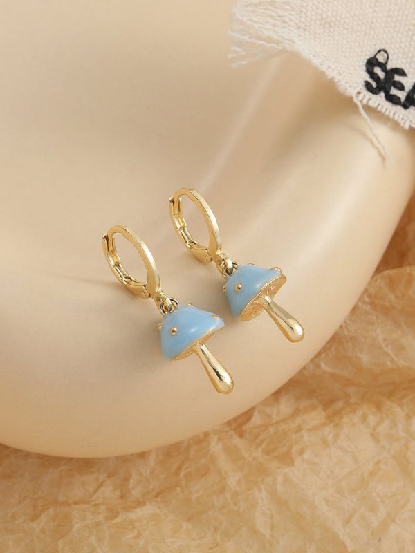 Mushroom Earrings - Women's Fashion Blue Mushroom-Jewearrings