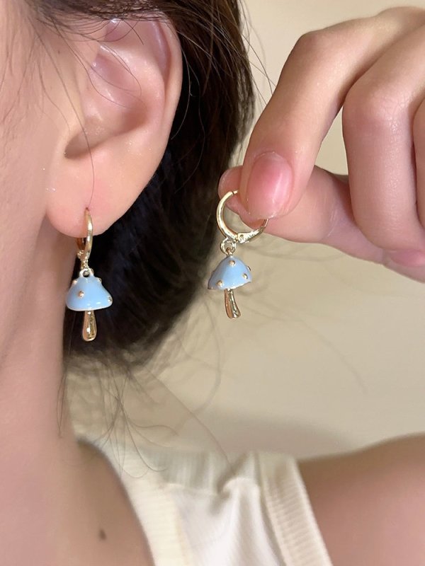 Mushroom Earrings - Women's Fashion Blue Mushroom-Jewearrings