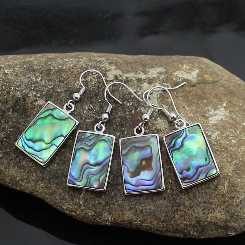 Natural Abalone Colorful Shell Rectangular Edging Ethnic Style Jewelry Earrings-Jewearrings