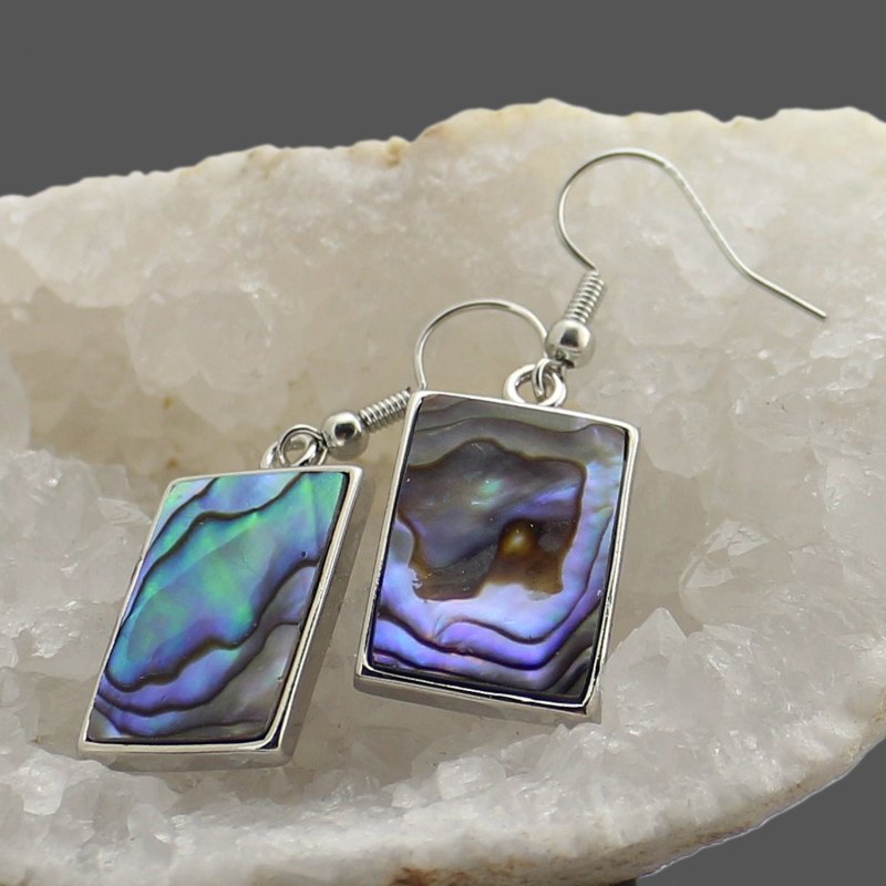 Natural Abalone Colorful Shell Rectangular Edging Ethnic Style Jewelry Earrings-Jewearrings