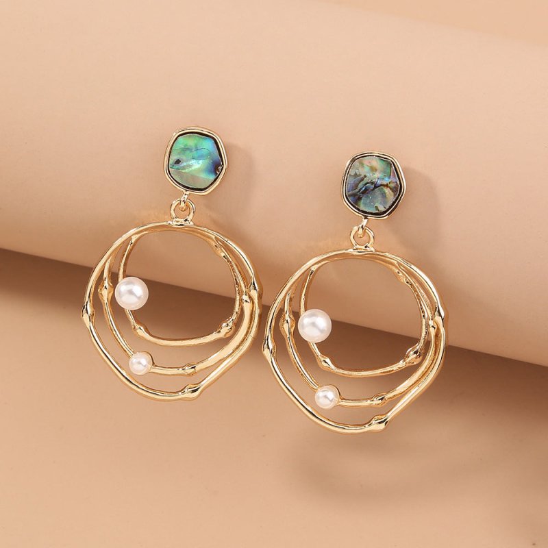 Natural Abalone Shell Diamond Earrings Multi-layer Round Pearl Earrings Earrings Women-Jewearrings