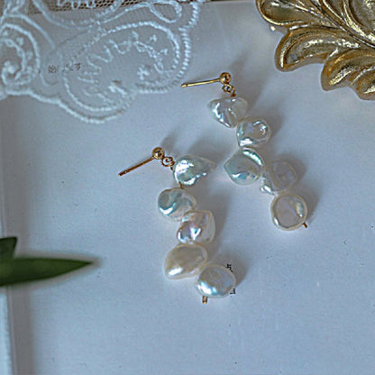 Natural Aurora Petal Baroque Pearl Earrings-Jewearrings