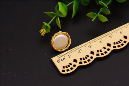 Natural Baroque Button Pearl Stud Earrings-Jewearrings