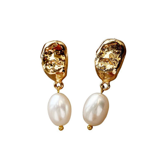 Natural Baroque pearl earrings-Jewearrings