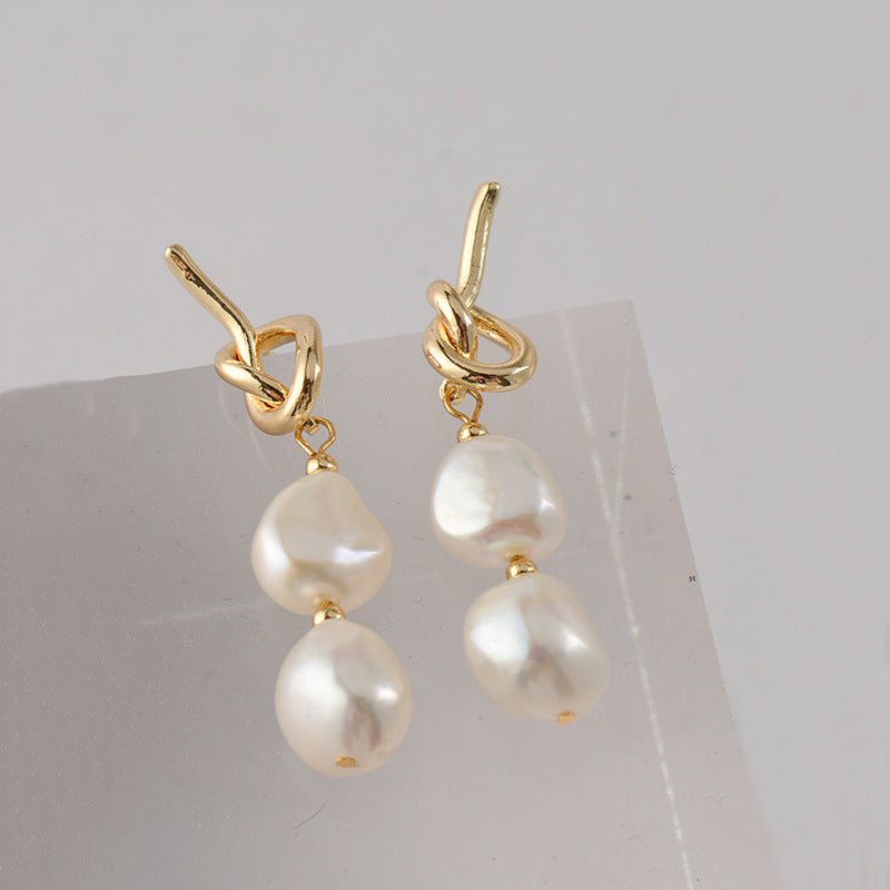 Natural Baroque Pearl European And American Simple Stud Earrings-Jewearrings