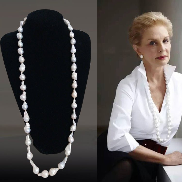 Natural Baroque Shaped Pearl Long Necklace Earrings-Jewearrings