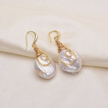 Natural Freshwater Baroque Pearl Drop Earrings-Jewearrings