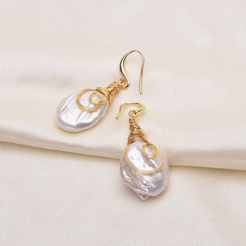 Natural Freshwater Baroque Pearl Drop Earrings-Jewearrings