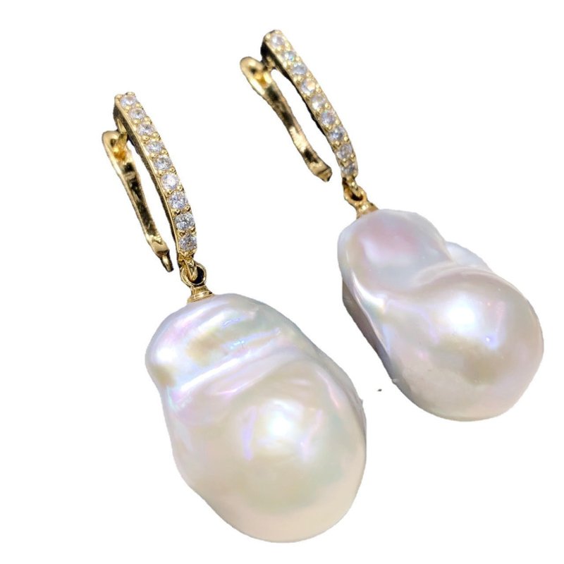 Natural Freshwater Baroque Shaped Magic Light Edison Pearl Earrings-Jewearrings