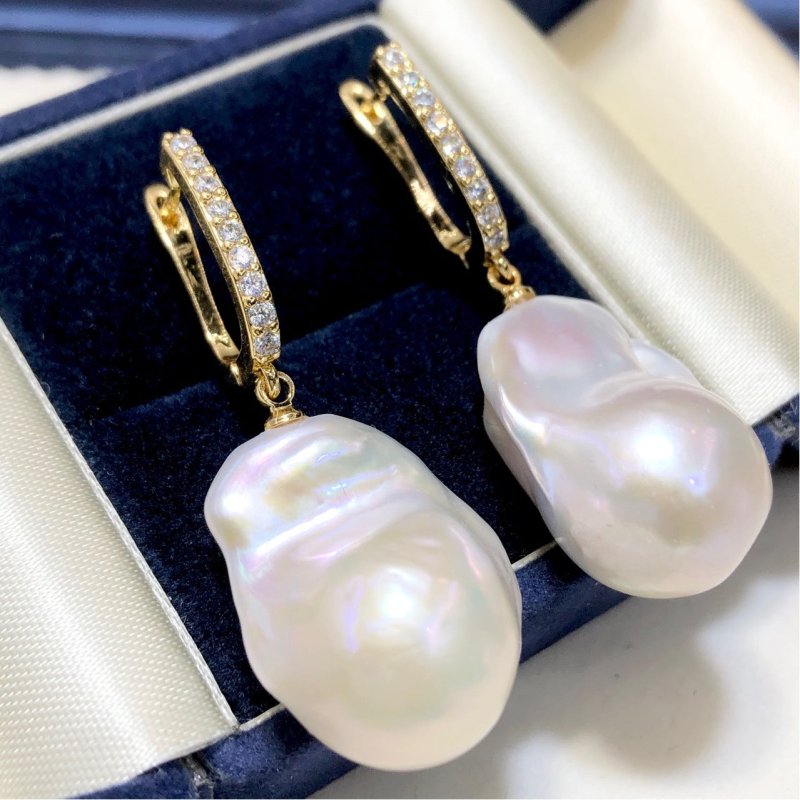 Natural Freshwater Baroque Shaped Magic Light Edison Pearl Earrings-Jewearrings