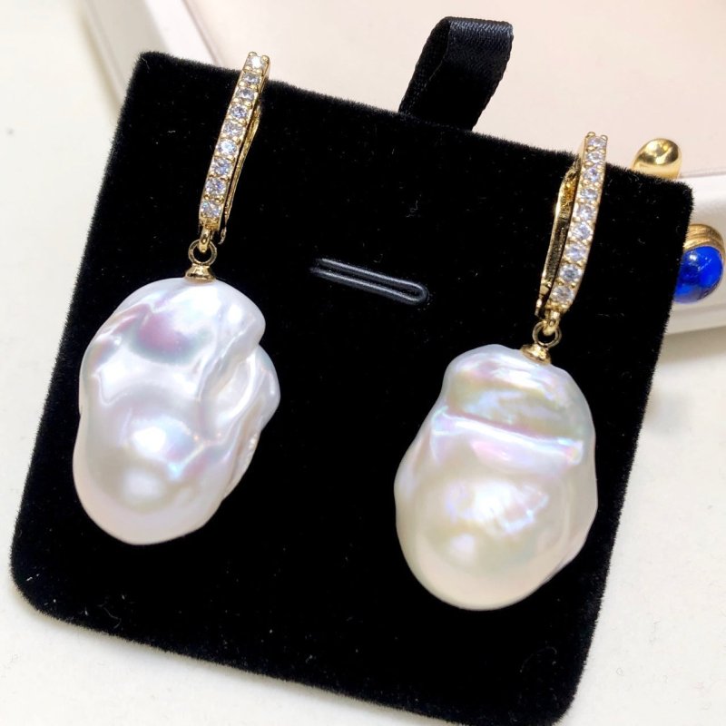 Natural Freshwater Baroque Shaped Magic Light Edison Pearl Earrings-Jewearrings