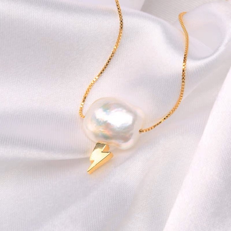 Natural Freshwater Pearl Cloud Baroque Clavicle Chain Earrings-Jewearrings