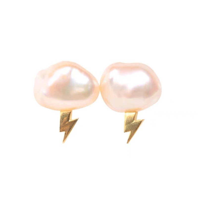 Natural Freshwater Pearl Cloud Baroque Clavicle Chain Earrings-Jewearrings