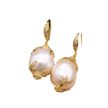 Natural Freshwater Pearl Earrings Baroque Pearl Earrings-Jewearrings