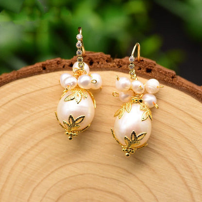 Natural Freshwater Pearl Earrings Baroque Pearl Earrings-Jewearrings