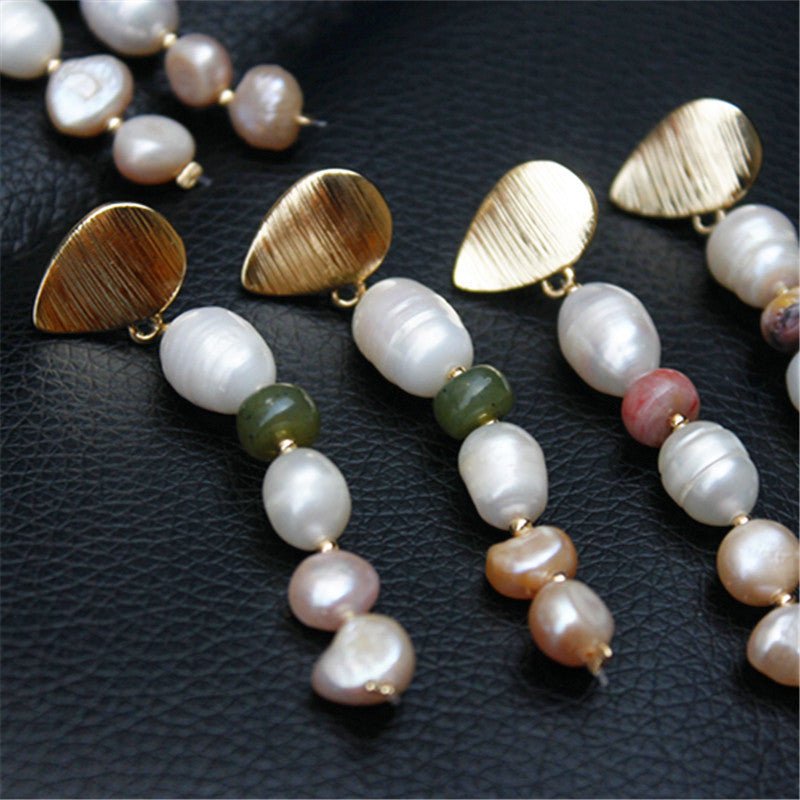 Natural Freshwater Shell Pearl Earrings Stone Beads Children'S Elegant Earrings Long Style-Jewearrings