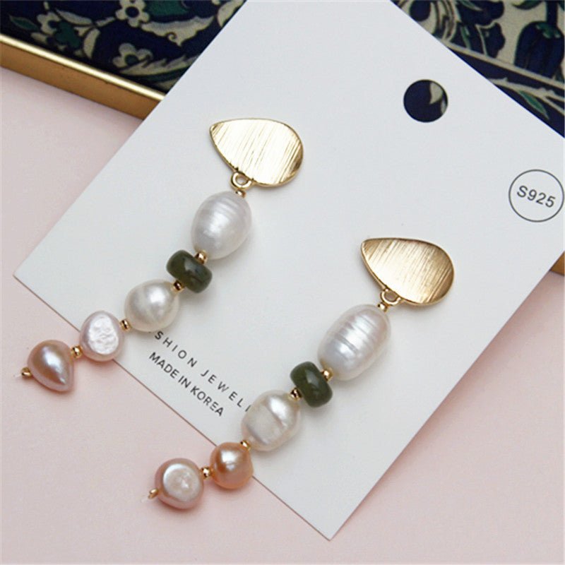 Natural Freshwater Shell Pearl Earrings Stone Beads Children'S Elegant Earrings Long Style-Jewearrings