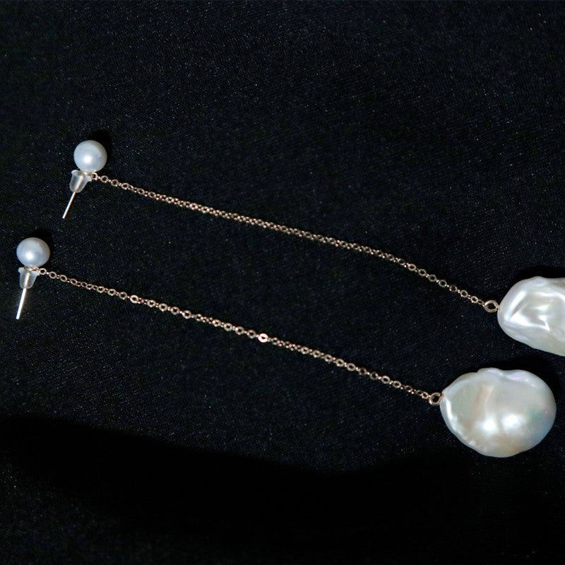 Natural Large Baroque Shaped Pearl Earrings-Jewearrings